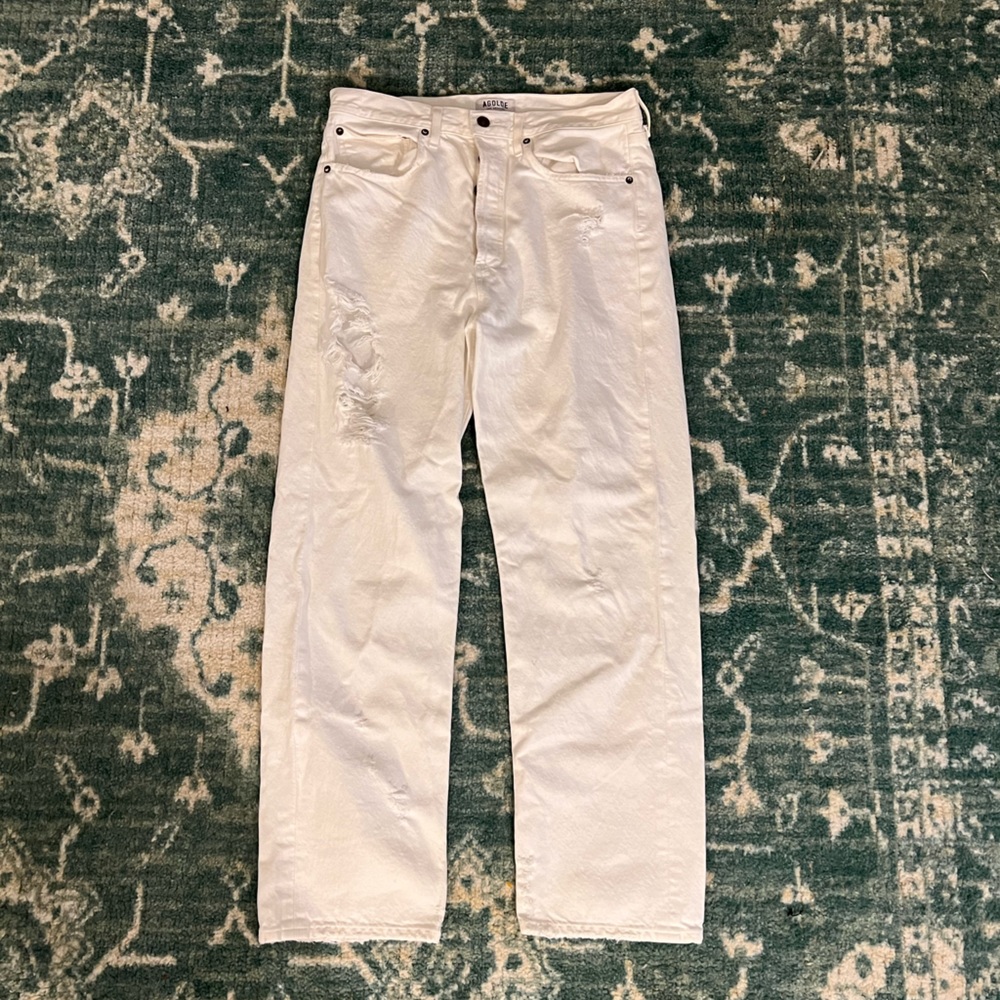AGOLDE Straight Leg White Jeans